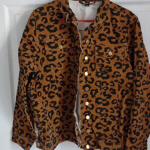 NWOT Leopard Print Denim Jacket